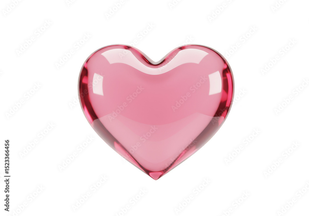 Poster isolated 3d render of a red glass heart shape isolated transparent background