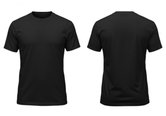 Isolated Black Cotton T-shirt Apparel Clothing Template Mockup Design