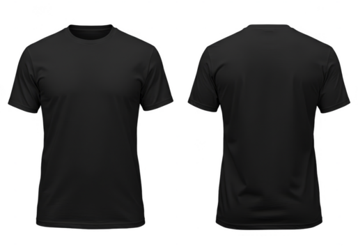 Isolated Black Cotton T-shirt Apparel Clothing Template Mockup Design