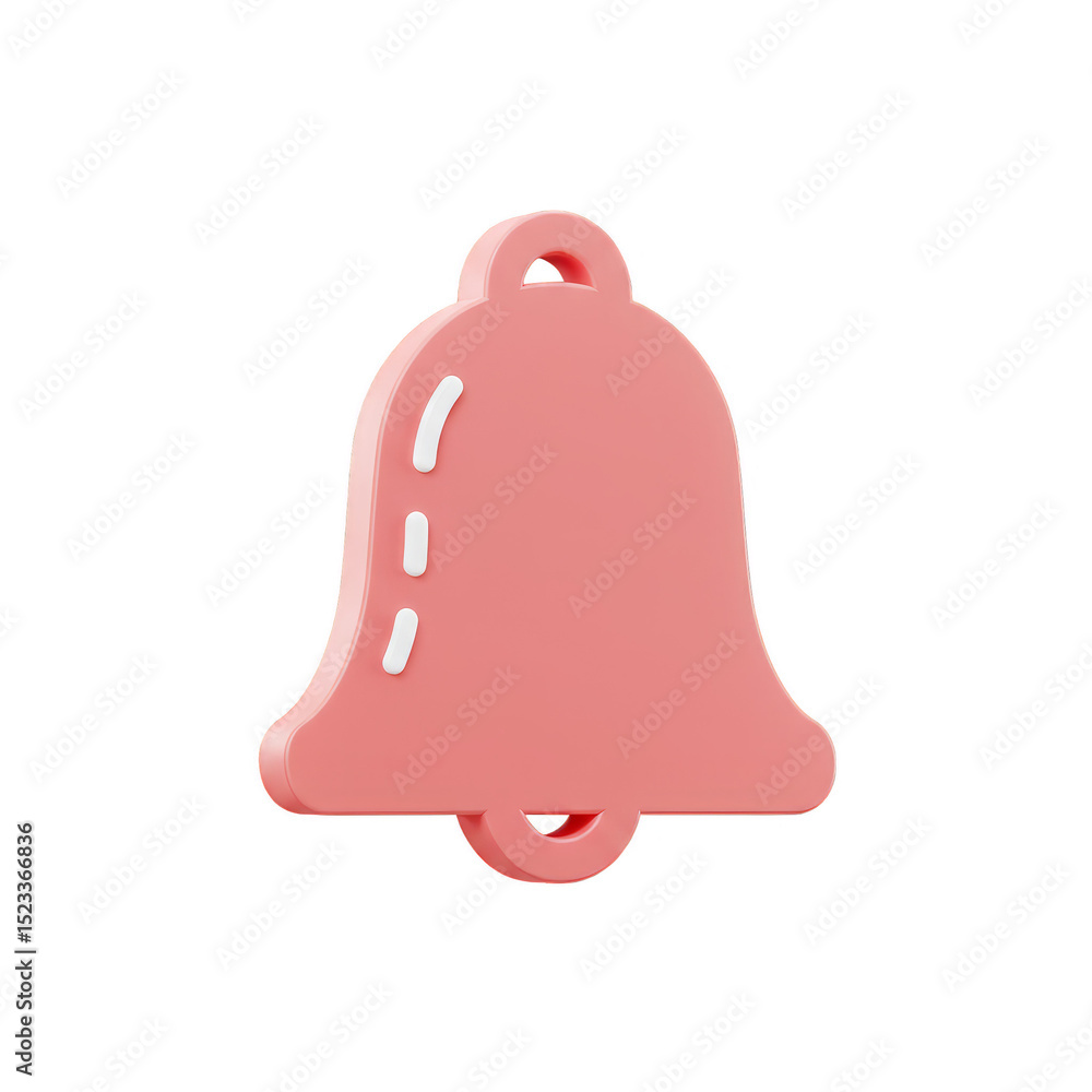 Poster isolated 3d render pink notification bell shape on transparent background