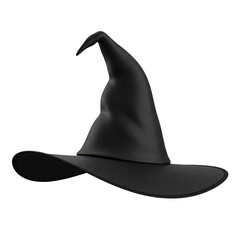 Isolated 3D Rendering of A Black Witch Hat for Halloween Costume Party