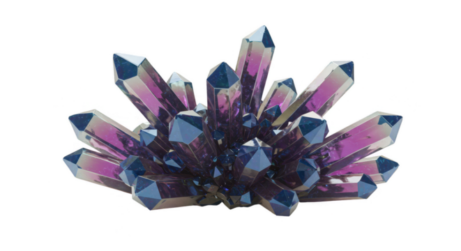 Isolated 3D Rendering of an Amethyst Crystal Cluster on Transparent Background