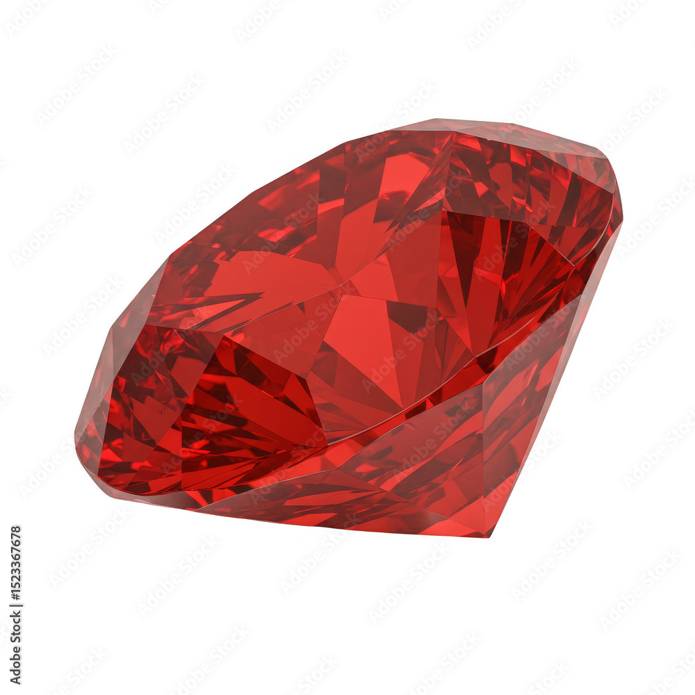 Poster isolated 3d ruby gemstone red precious stone on transparent background