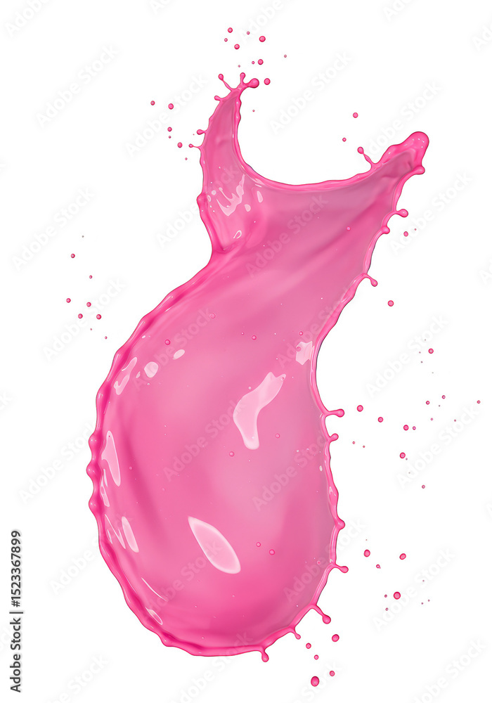 Poster isolated abstract splash of pink liquid dynamic motion on background