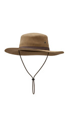 Isolated Brown Straw Hat with Rope Brim Accessory on Transparent BG