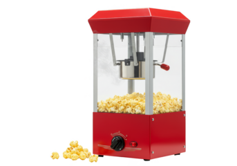 Isolated Popcorn Machine Red Appliance On Transparent Background