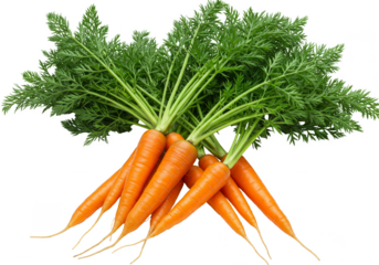 Isolated Bunch of Fresh Carrots Vegetable Nutrition in Transparent