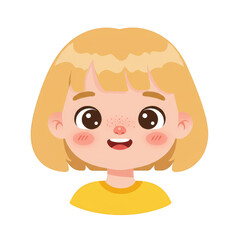 Obraz premium Illustration of Blond Girl Cartoon Portrait with a Happy Face