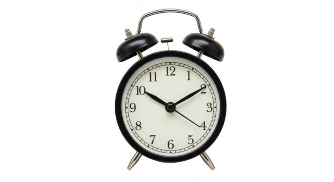 Isolated Alarm Clock Timepiece Vintage Clock on Transparent Background