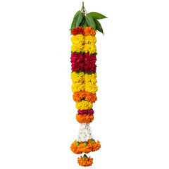 Isolated Traditional Marigold Flower Garland for Indian Wedding Decoration