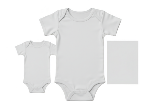 Isolated Baby Bodysuit Apparel Mockup in White with Transparent Background
