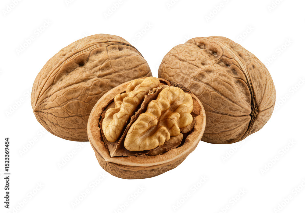 Poster isolated transparent background image of heap of walnuts food nuts