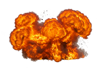 Isolated Transparent Background of a Bright Orange Fireball Explosion
