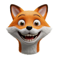Obraz premium Illustration of Cheerful Fox Animal Portrait with Orange and White Fur