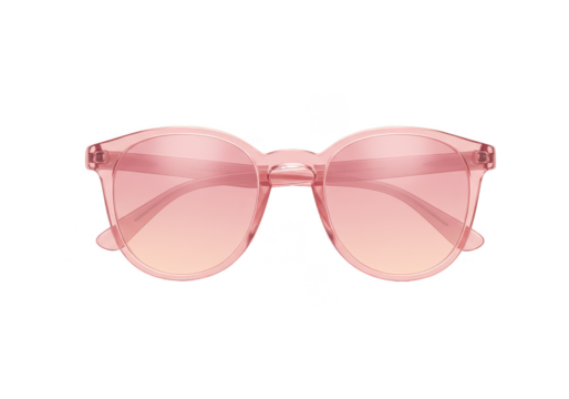 Isolated Round Pink Sunglasses With Transparent Frame On Background - Powered by Adobe