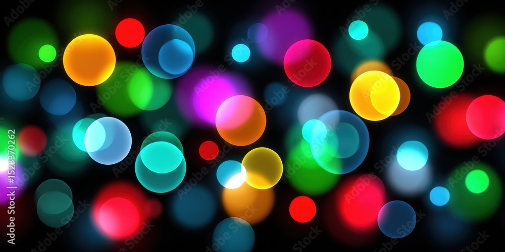 Poster vibrant multicolored lights illuminating a dark indoor space, creating a dynamic and modern visual e
