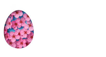 Isolated Easter Egg Illustration with Pink Floral Flower Decoration
