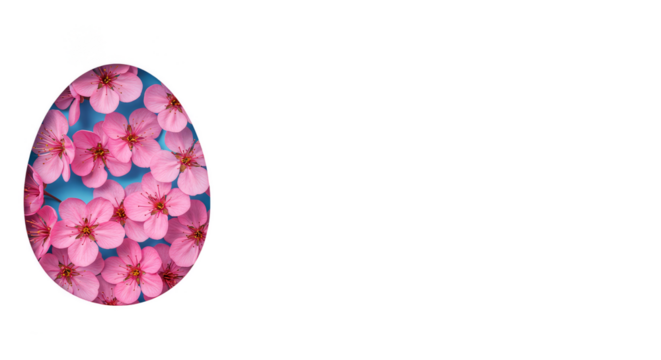 Isolated Easter Egg Illustration with Pink Floral Flower Decoration - Powered by Adobe