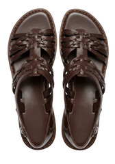 Isolated Brown Leather Sandals Shoes A Pair of Summer Fashion Style Footwear