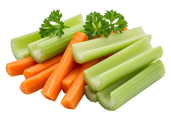 Isolated Fresh Celery Carrot Sticks for Healthy Snack and Diet Png