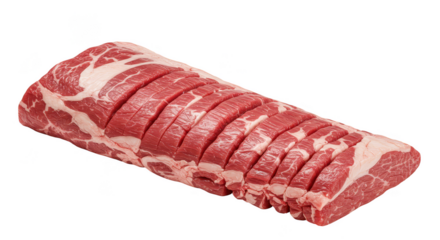 Isolated Fresh Raw Beef Steak Meat Cut Slices on Transparent Background