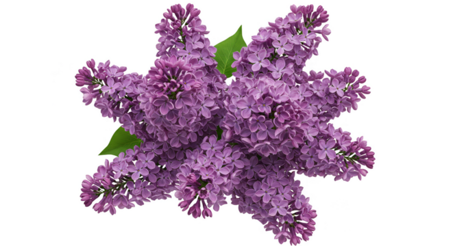 Isolated Transparent Background Of Purple Lilac Flowers With Green Leaves
