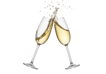 Isolated Celebration Champagne Toast Glasses Cheersing New Year Eve