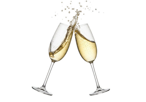 Isolated Celebration Champagne Toast Glasses Cheersing New Year Eve