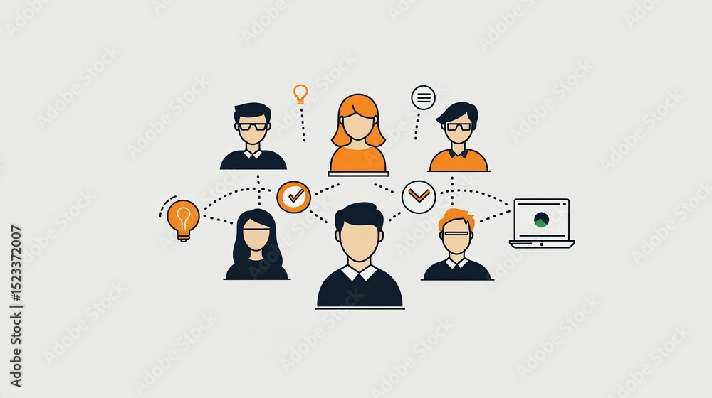Poster a diverse group of people represented by digital profile icons connected through an online interface