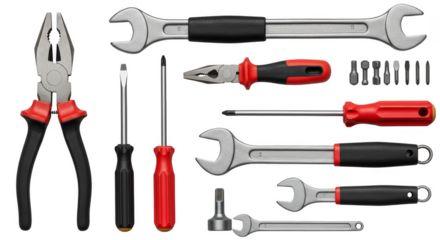Isolated Tools Image Wrenches Screwdrivers and Pliers Equipment Transparent