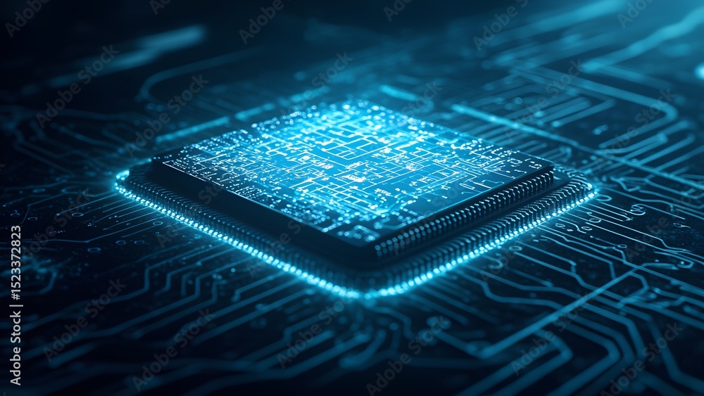Poster advanced microprocessor technology digital circuitry digital art cyber environment close-up innovati