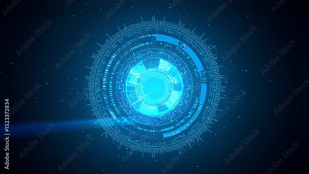 Poster futuristic digital visualization virtual space abstract graphic high-tech environment close-up view 