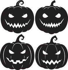 Spooky black pumpkin Halloween icon vector illustration