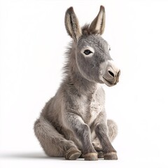 Fototapeta premium Adorable Young Grey Donkey. Cute Domestic Animal Portrait in Studio
