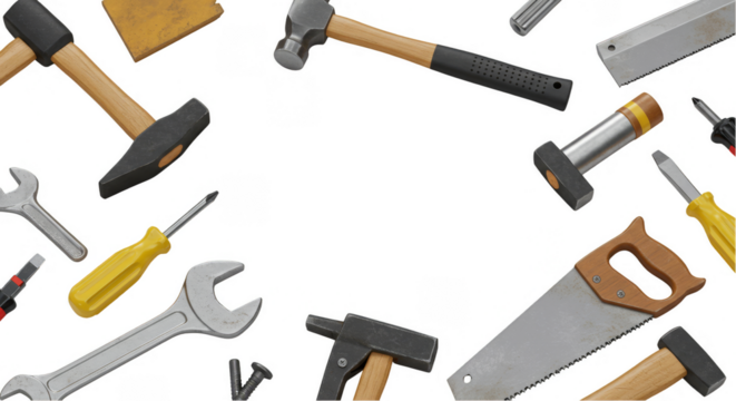 Isolated Transparent Tools Illustration of Hammer Wrench and Screwdriver