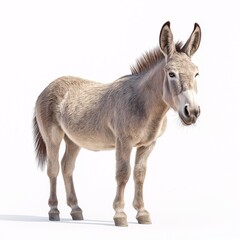 Obraz premium Gray Donkey Portrait in Rural Farm Setting. Capturing Livestock and Eco-Friendly Animal Anatomy for Biodiversity Enthusiasts