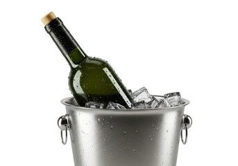 Isolated Wine Bottle in Ice Bucket Fresh Drink Alcohol Illustration