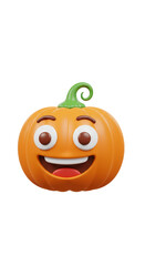 Illustration Of Halloween Pumpkin Emoji with Transparent Background 3d