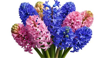 Fototapeta premium Isolated Transparent Background of Hyacinth Flowers Bouquet of Spring