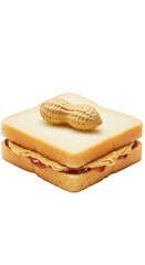 Isolated Transparent Background of Peanut Butter Sandwich with Peanut Food