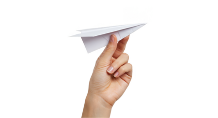 Paper Airplane In Hand On Transparent Background Concept For Startup