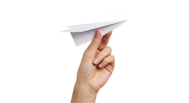 Paper Airplane In Hand On Transparent Background Concept For Startup