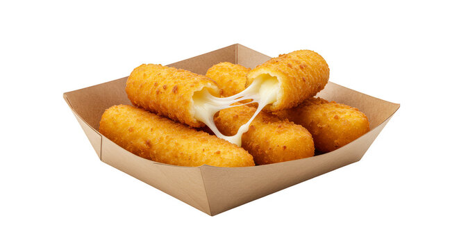 Isolated Mozzarella Sticks Appetizer Snack with Melted Cheese PNG