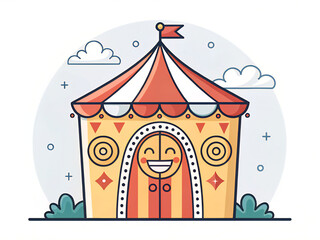 circus tent vector illustration. circus, tent, carnival, vector, entertainment, amusement, fun, festival, illustration, marquee, event, vintage, park