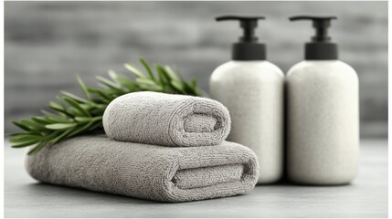 Spa towels and bottles