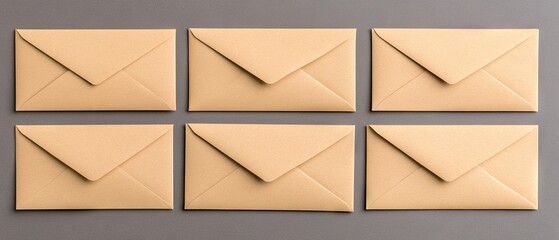 Organized mail envelopes on gray background