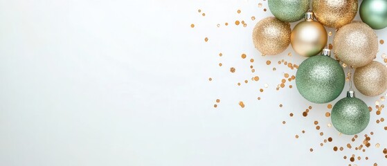 Festive Christmas balls and confetti