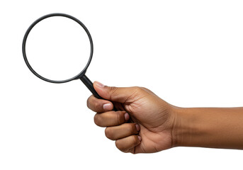 Isolated Photo of Hand Holding Magnifying Glass on Transparent Background