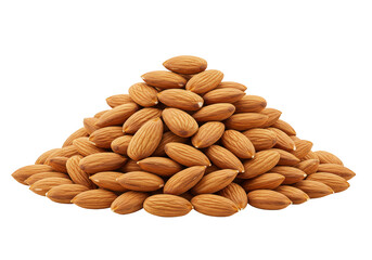 Isolated Pile of Almonds Nuts Seeds Brown with Transparent Background