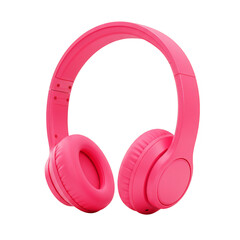 Isolated Pink Audio Headphone with 3d Rendering on Transparent Background